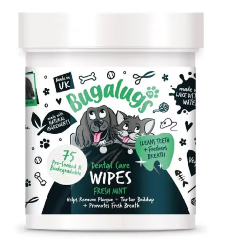 Bugalugs Dental Care Wipes 75szt. - chusteczki do zębów dla psa i kota, bez szczotkowania Bugalugs Dental Care Wipes 75szt. - chusteczki do zębów dla psa i kota, bez szczotkowania