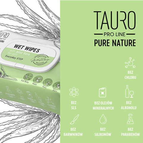 TAURO Naturalne Chusteczki nawilżane dla psa, 40 szt TAURO Naturalne Chusteczki nawilżane dla psa, 40 szt