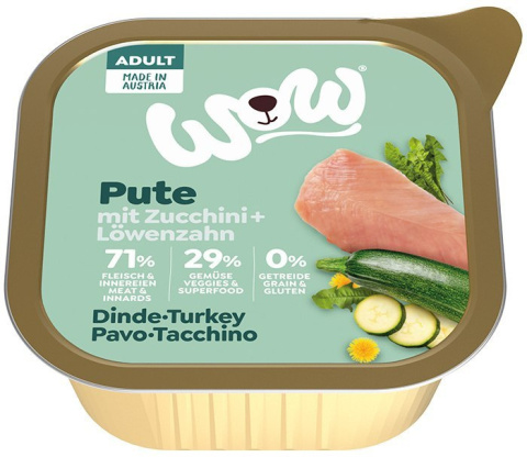 WOW Pute - indyk z cukinią i mniszkiem lekarskim 150g WOW Pute - indyk z cukinią i mniszkiem lekarskim 150g