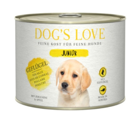 DOG’S LOVE Junior – drób z cukinią i jabłkami dla szczeniąt (200g)