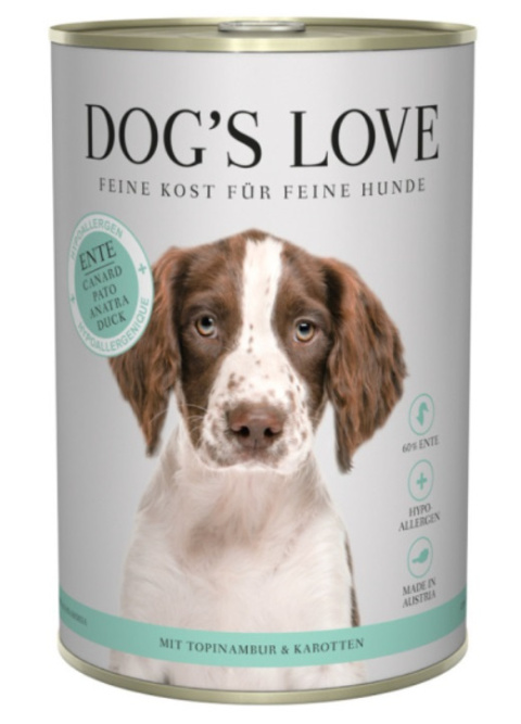 DOG'S LOVE - kaczka z topinamburem i marchewką (400g) DOG'S LOVE - kaczka z topinamburem i marchewką (400g)