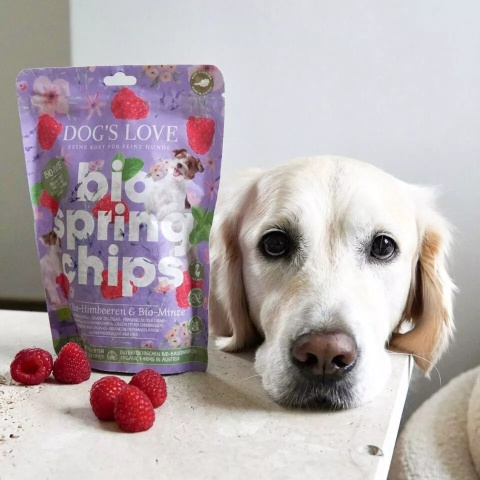 DOG'S LOVE Bio Springs Chips Pute - wiosenne przysmaki z indyka ekologicznego z malinami i miętą (150g) DOG'S LOVE Bio Springs Chips Pute - wiosenne przysmaki z indyka ekologicznego z malinami i miętą (150g)
