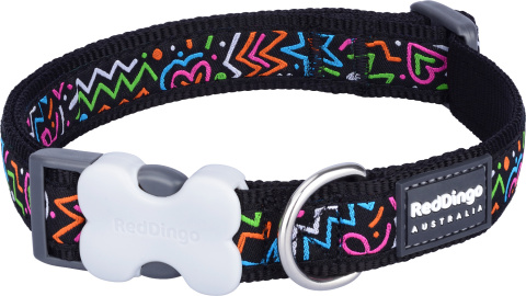 Red Dingo Design Squiggles rozmiar S - kolorowa obroża dla psa Red Dingo Design Squiggles rozmiar S - kolorowa obroża dla psa