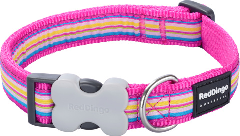 Red Dingo Design Horizontal Stripes Hot Pink rozmiar S - kolorowa obroża dla psa Red Dingo Design Horizontal Stripes Hot Pink rozmiar S - kolorowa obroża dla psa