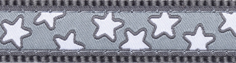 Red Dingo Design Stars White on Cool Grey rozmiar M - kolorowa obroża dla psa Red Dingo Design Stars White on Cool Grey rozmiar M - kolorowa obroża dla psa