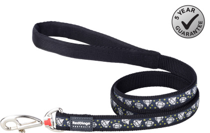 Red Dingo Fixed Lead Design Diamond Black rozmiar M - klasyczna smycz o długości 1,2m