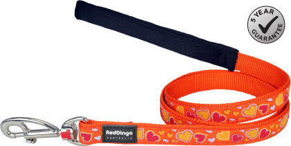 Red Dingo Fixed Lead Design Breezy Love Orange rozmiar L - klasyczna smycz o długości 1,2m