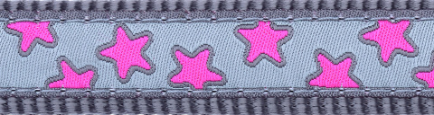 Red Dingo Fixed Lead Design Hot Pink Stars rozmiar L - klasyczna smycz o długości 1,2m