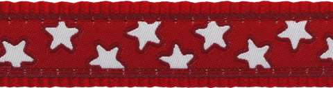 Red Dingo Fixed Lead Design Stars White on Red rozmiar L - klasyczna smycz o długości 1,2m Red Dingo Fixed Lead Design Stars White on Red rozmiar L - klasyczna smycz o długości 1,2m