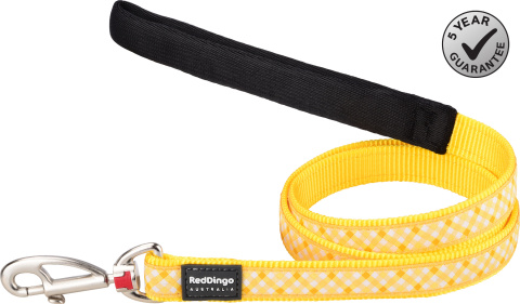 Red Dingo Fixed Lead Design Gingham Yellow rozmiar L - klasyczna smycz o długości 1,2m Red Dingo Fixed Lead Design Gingham Yellow rozmiar L - klasyczna smycz o długości 1,2m