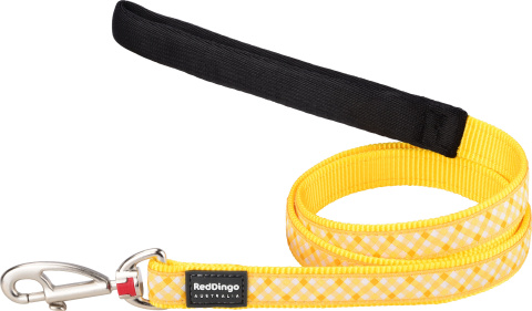 Red Dingo Fixed Lead Design Gingham Yellow rozmiar L - klasyczna smycz o długości 1,2m Red Dingo Fixed Lead Design Gingham Yellow rozmiar L - klasyczna smycz o długości 1,2m