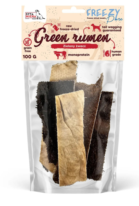 100% liofilizowany zielony żwacz wołowy dla psa 80g FREEZY Pure 100% liofilizowany zielony żwacz wołowy dla psa 80g FREEZY Pure