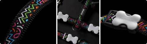 Multipurpose Lead Design - Squiggles Black rozmiar M - smycz przepinana 2m Multipurpose Lead Design - Squiggles Black rozmiar M - smycz przepinana 2m