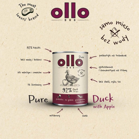 Ollo Pure Kaczka z Jabłkiem 400g Ollo Pure Kaczka z Jabłkiem 400g