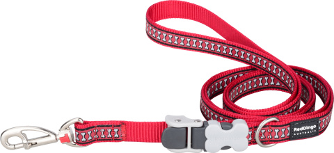Red Dingo SuperLead Reflective Bones Red rozmiar M - odblaskowa regulowana smycz 1,1 m - 1,8 m Red Dingo SuperLead Reflective Bones Red rozmiar M - odblaskowa regulowana smycz 1,1 m - 1,8 m