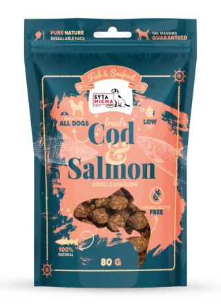 Syta Micha Fish & Seafood Przysmaki dorsz z łososiem dla psa 80g