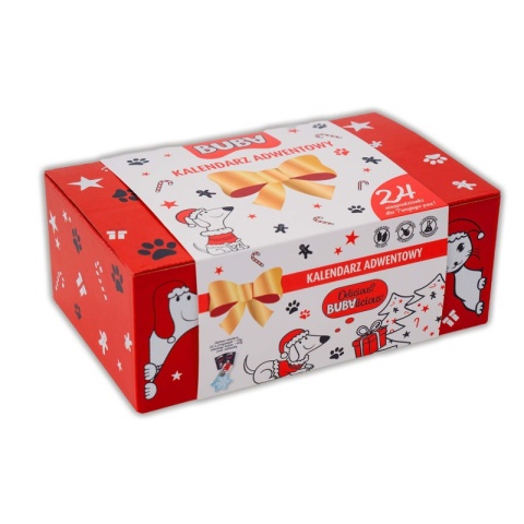 Kalendarz adwentowy dla psa PREMIUM – 22 przysmaki + gryzak + zabawka