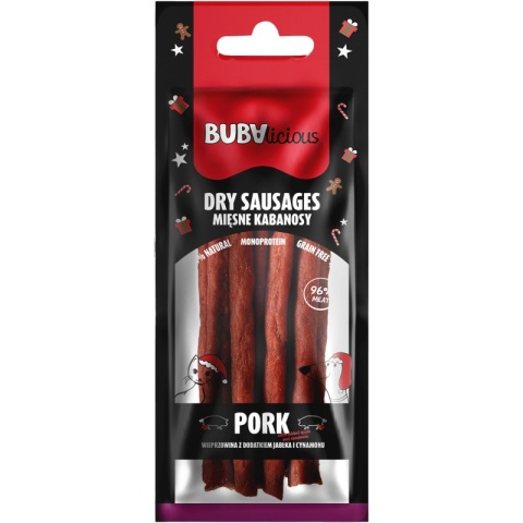 BUBAlicious More Meat XMAS kabanosy 70g wieprzowina z dodatkiem jabłka i cynamonu