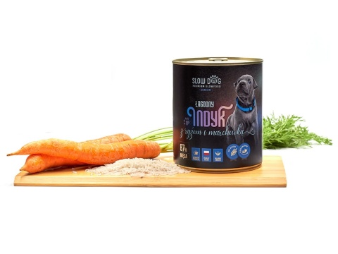 Junior - Łagodny indyk z ryżem i marchewką - 87% mięsa - Mokra karma dla psa