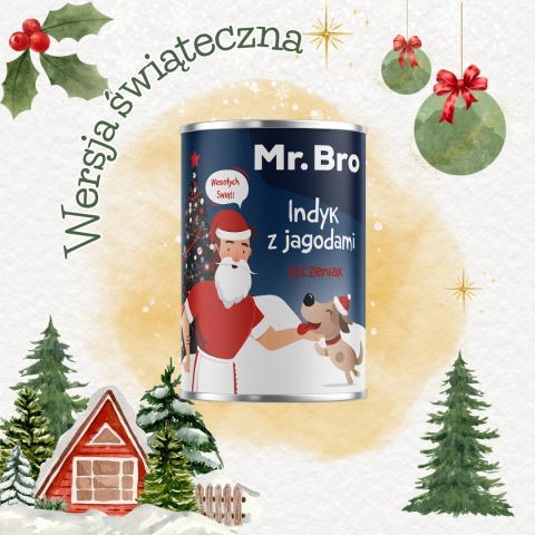 Mr. Bro – Indyk z Jagodami dla Szczeniąt 400 g
