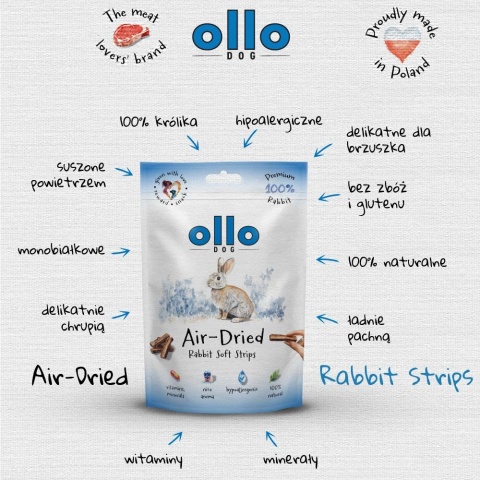 Ollo Rabbit - naturalne przysmaki z królika dla psa  80g