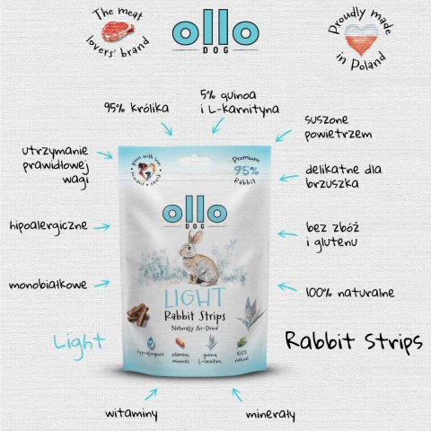 Ollo Light Rabbit - niskotłusczowe - przysmaki funkcyjne dla psa z królika