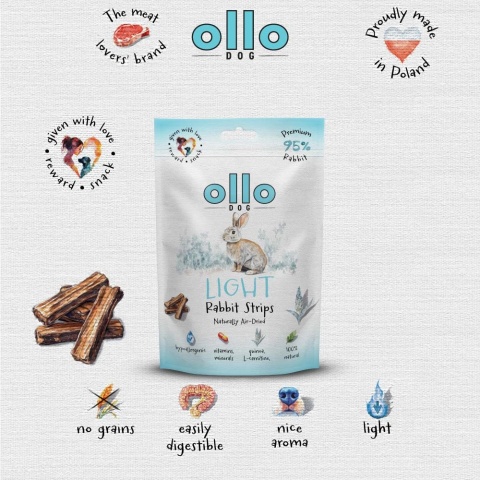 Ollo Light Rabbit - niskotłusczowe - przysmaki funkcyjne dla psa z królika