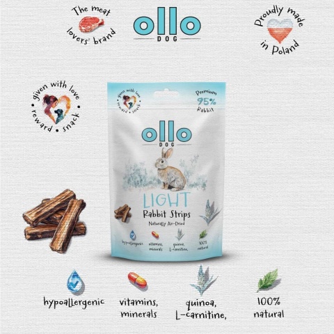 Ollo Light Rabbit - niskotłusczowe - przysmaki funkcyjne dla psa z królika