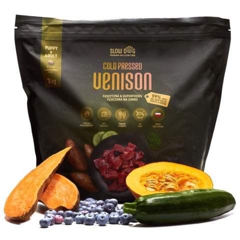 Slow Dog Dziczyzna & Superfoods 3kg KARMA TŁOCZONA NA ZIMNO