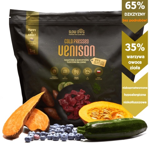 Slow Dog Dziczyzna & Superfoods 3kg KARMA TŁOCZONA NA ZIMNO