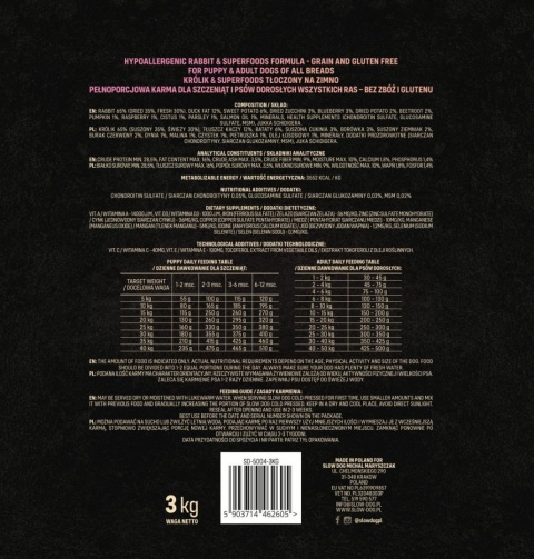 Slow Dog Dziczyzna & Superfoods 3kg KARMA TŁOCZONA NA ZIMNO