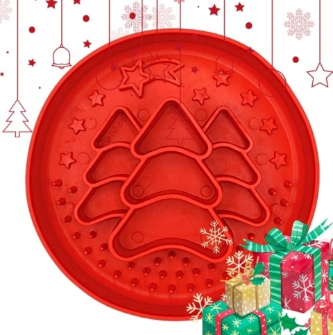 Slow Fiboowl XMAS - miska spowalniająca jedzenie - czerwona