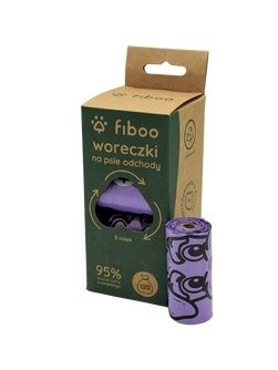 Fiboo Woreczki na psie odchody - 95% materiału z recyklingu 8 rolek x 15 woreczków = 120 sztuk