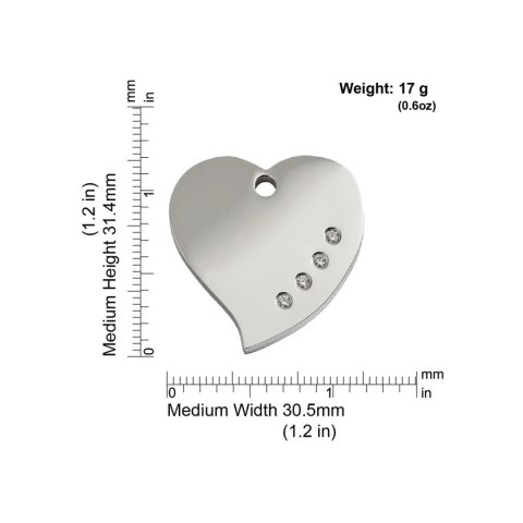 Diamante ID Tag z grawerem Heart