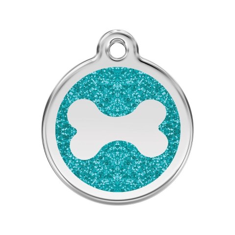 ID Tag z grawerem Bone Glitter Aqua