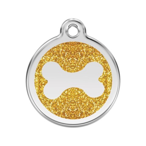 ID Tag z grawerem Bone Glitter Gold