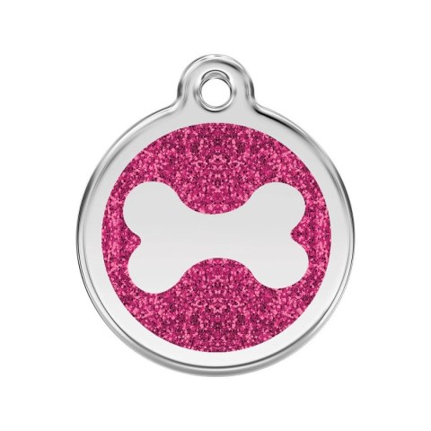ID Tag z grawerem Bone Glitter Hot Pink