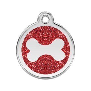 ID Tag z grawerem Bone Glitter Red