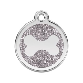 ID Tag z grawerem Bone Glitter Silver