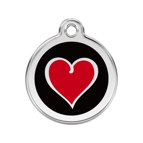 ID Tag z grawerem Coloured Heart - czarny