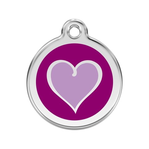 ID Tag z grawerem Coloured Heart - fioletowy
