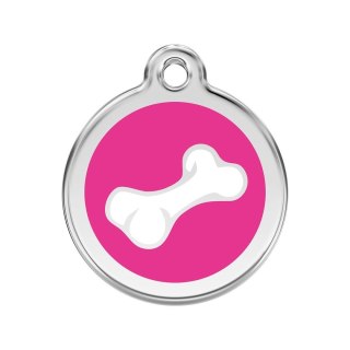 ID Tag z grawerem Comic Bone - hot pink