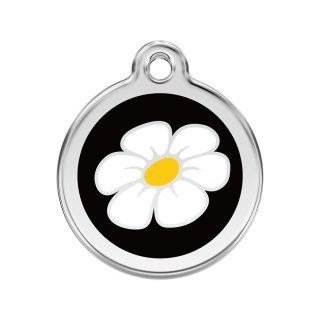 ID Tag z grawerem Daisy Flower - czarny