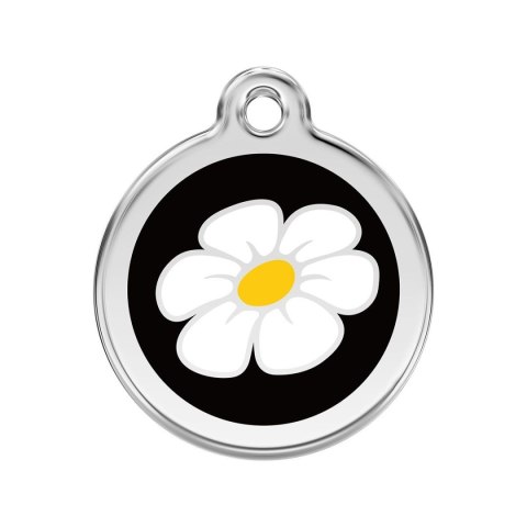 ID Tag z grawerem Daisy Flower - czarny