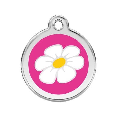 ID Tag z grawerem Daisy Flower - hot pink