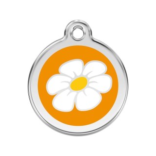 ID Tag z grawerem Daisy Flower - pomarańczowy