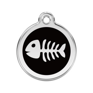 ID Tag z grawerem Fish Skeleton - czarny