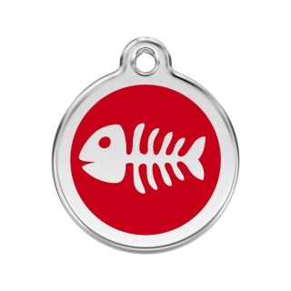 ID Tag z grawerem Fish Skeleton - czerwony