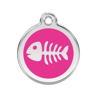 ID Tag z grawerem Fish Skeleton - hot pink