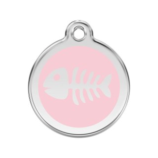 ID Tag z grawerem Fish Skeleton - różowy